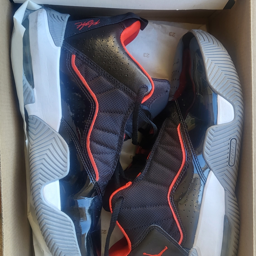 Jordan Black and Red Mesh Sneakers